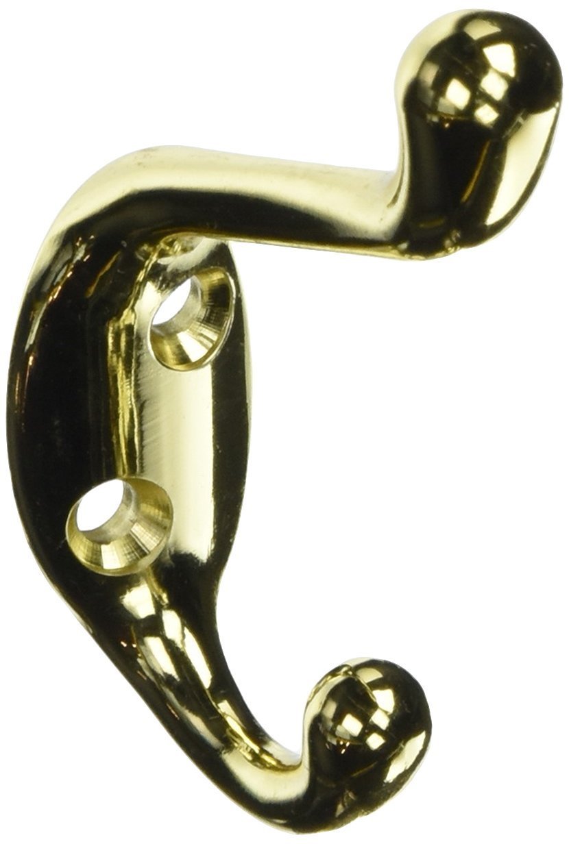Stanley National Hardware V8005 3-1/2″ Basic Coat & Hat Hooks in Polished Brass