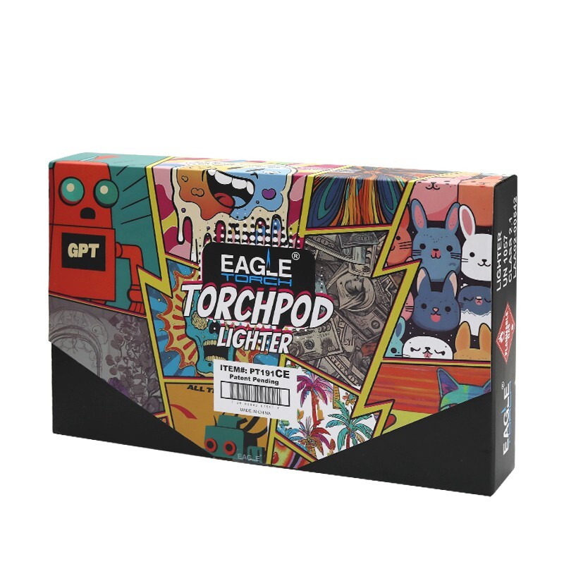 EAGLE TORCHPOD LIGHTER- WITH 24 COUNT DISPLAY-ASSORTED DESIGN & COLORS