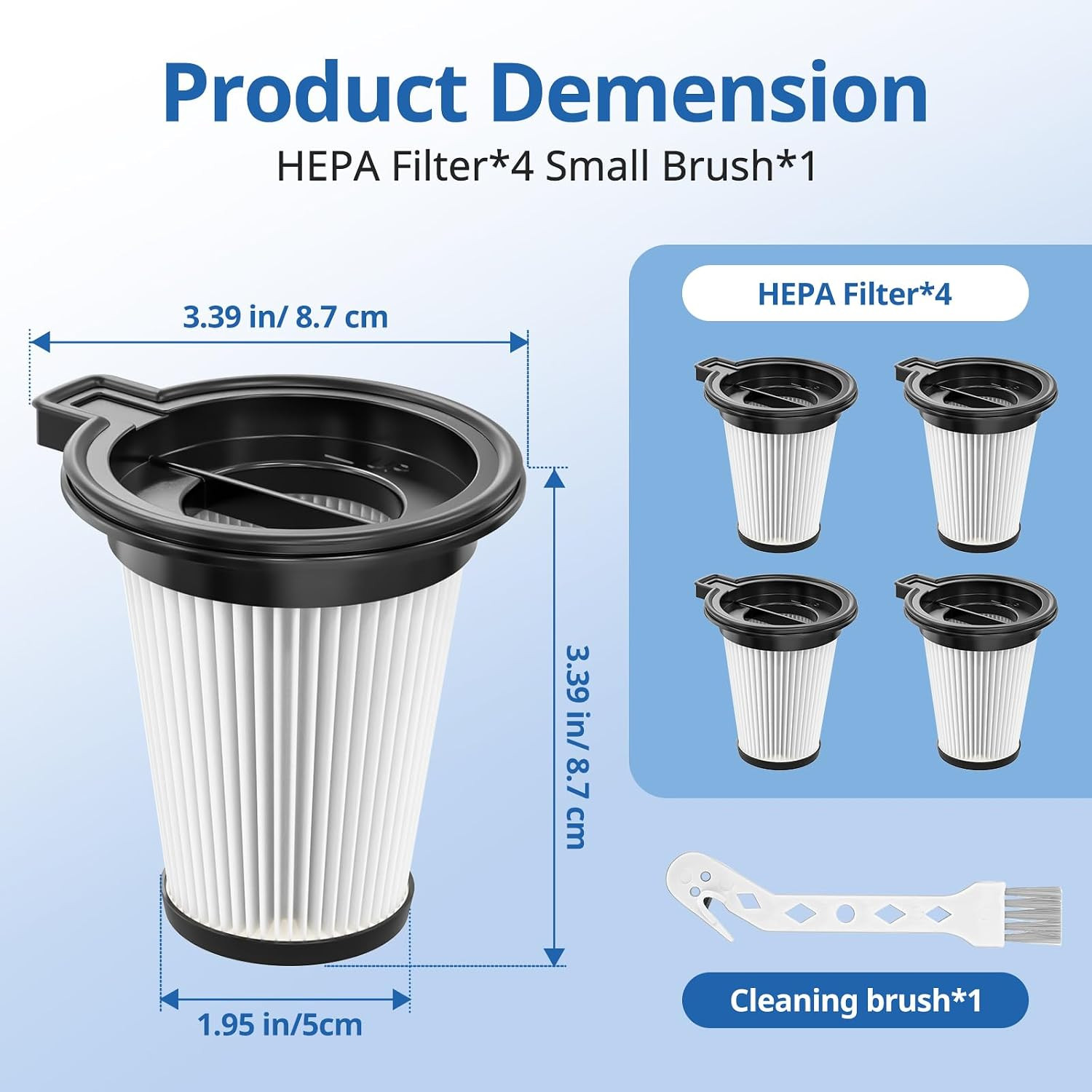4 Pack Replacement Filters Compatiable with Wyze Cordless Vacuum Cleaner, Remova