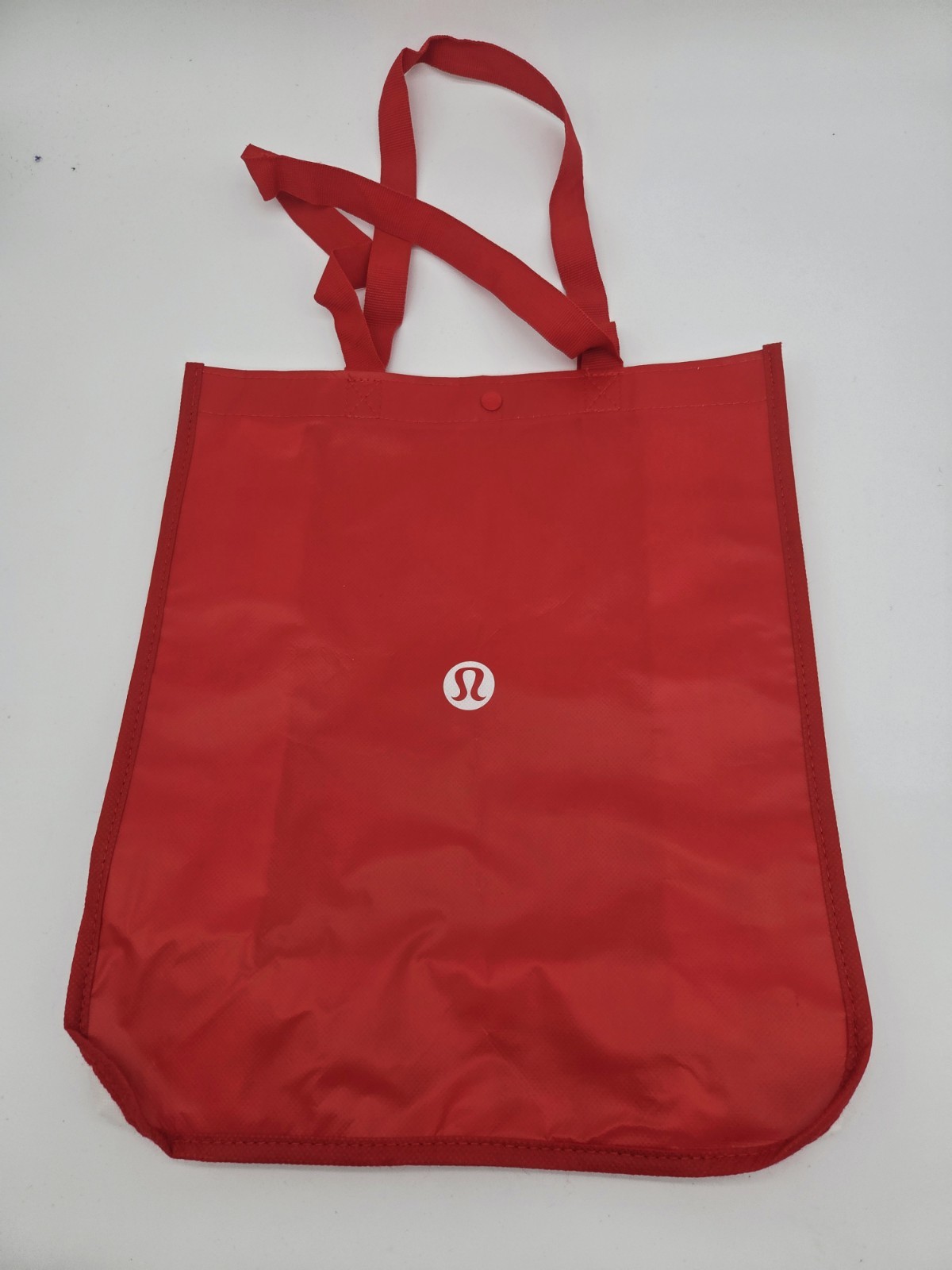 Lululemon Red White Foldable Plastic All-Over Reusable Shopping Bag Tote LARGE