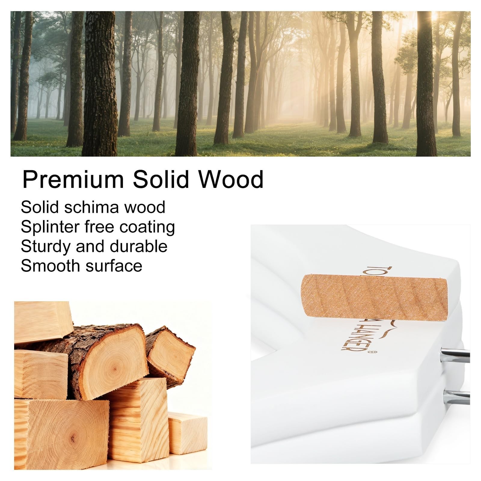 Premium Wooden Hangers for Women – 24 Pack, No Shoulder Bump, 360° Swivel Hook,