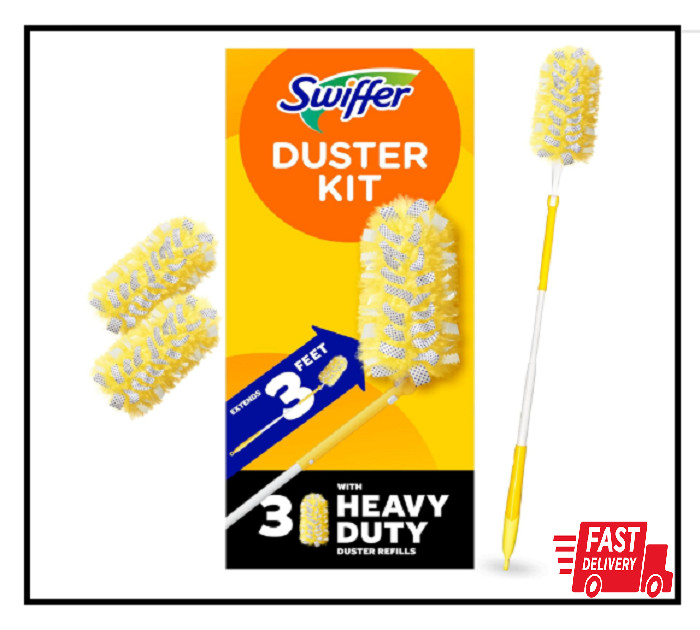 Swiffer Duster Heavy Duty 3 ft Extendable Handle Starter Kit with 3 Refills