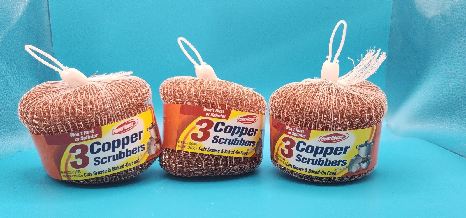 Scouring Pads 3ct Copper Scrubbers Powerhouse – 3pk (Total 9 Count)