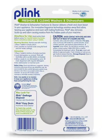Plink 4-Count Washer and Dishwasher Freshener and Cleaner