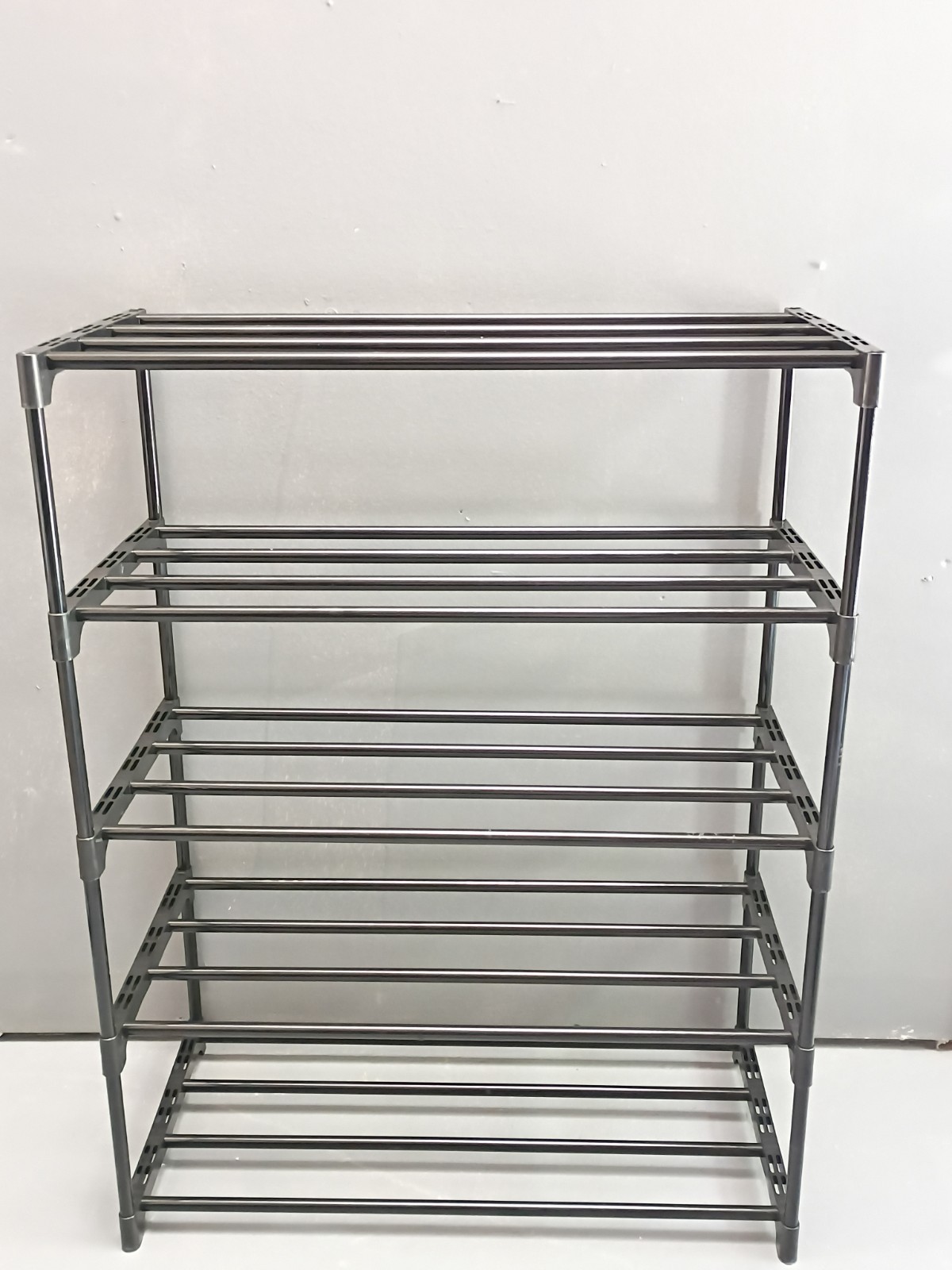 Metal 5-Tier Stackable Shoe Rack Modern Black Less Than 24in Free Standing