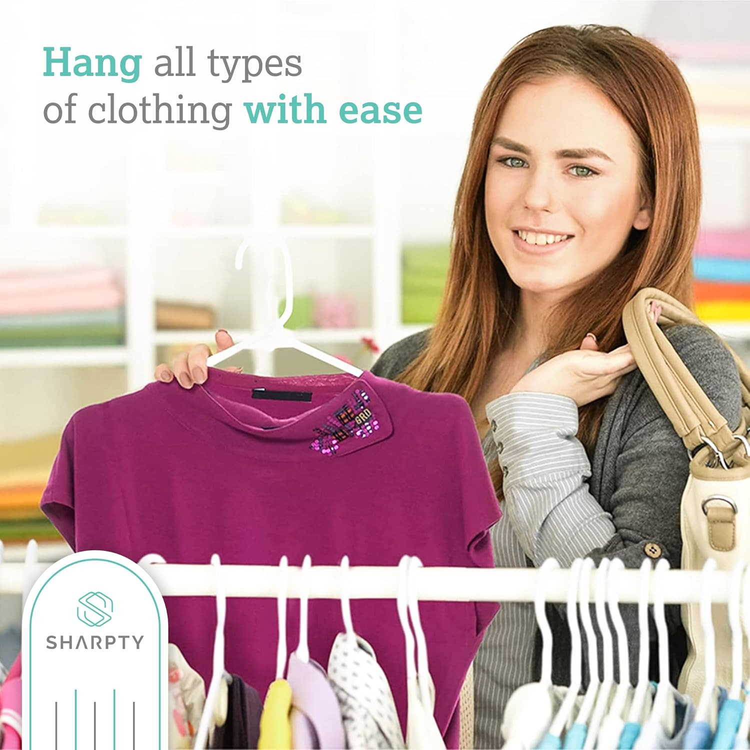 Sharpty Plastic Hangers Clothes Hangers for Clothing, Closet, Coats & Shirts – D