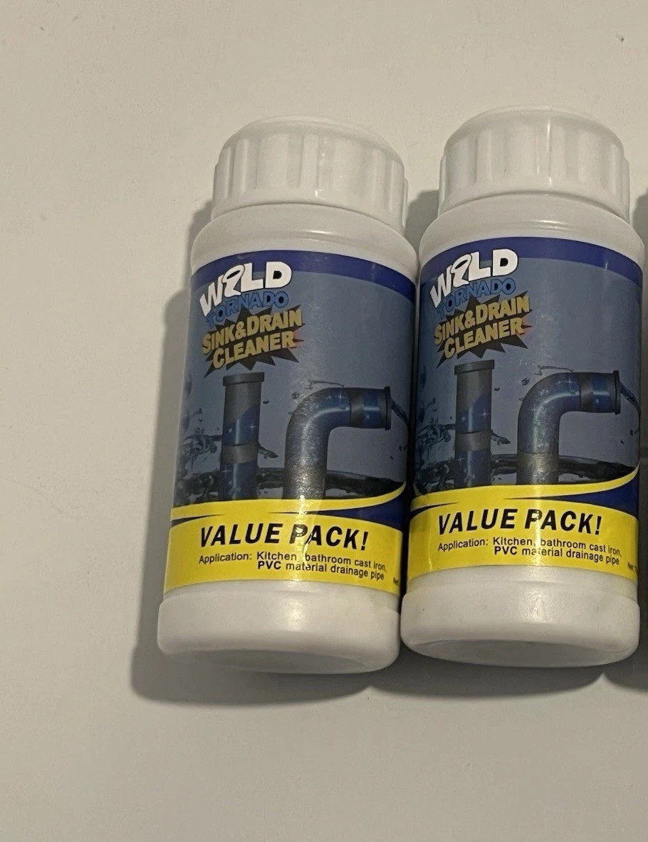 2 Wild Tornado Pipe Dredge, Powerful Sink Drain Cleaner Powder, Fast Foaming