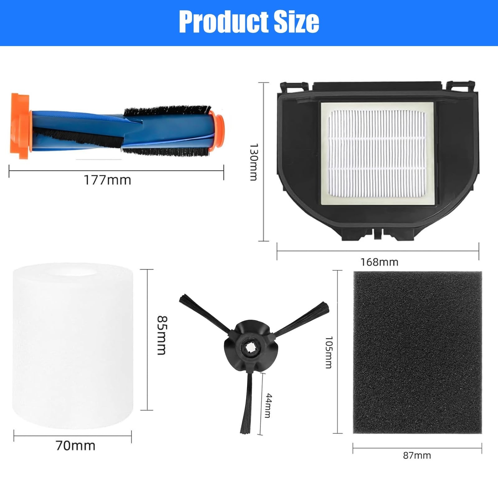 Replacement Parts for Shark Robot Vacuum – 2 Roller Brushes, 6 Side Brushes, 2 H