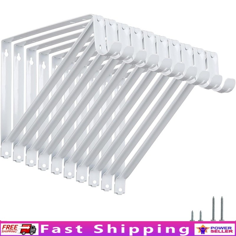 Heavy Duty Closet Shelf Rod Brackets Supports 250lbs Wall Mounted 10-Pack New