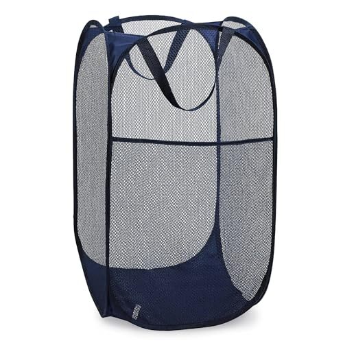 Collapsible Mesh Foldable Hamper 14″ x 14′ x 24″ Navy Blue