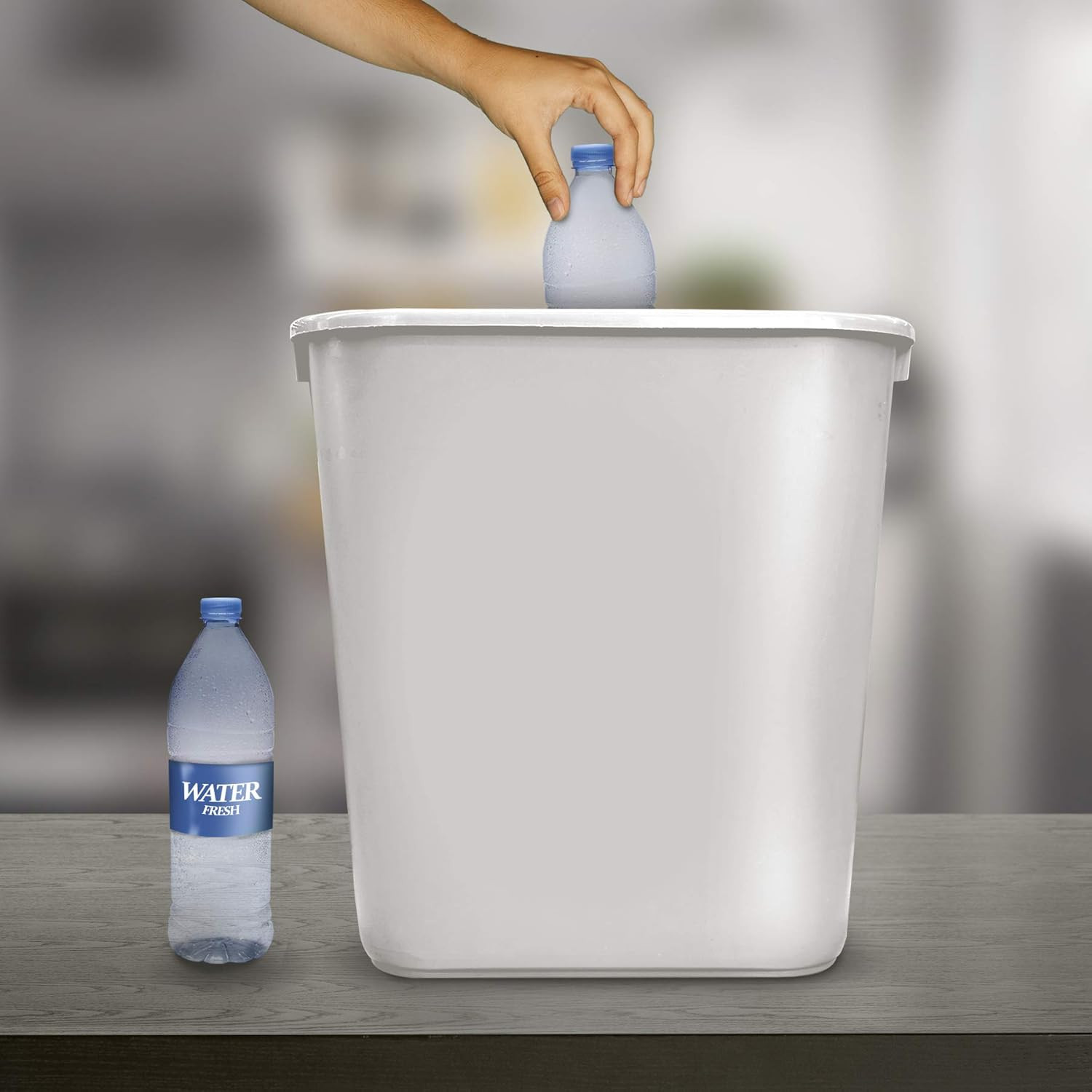 Wastebasket, Deskside Bin, 6.75 Gallon/ 27 Quart/ 24 Liter (Plastic) (White Colo