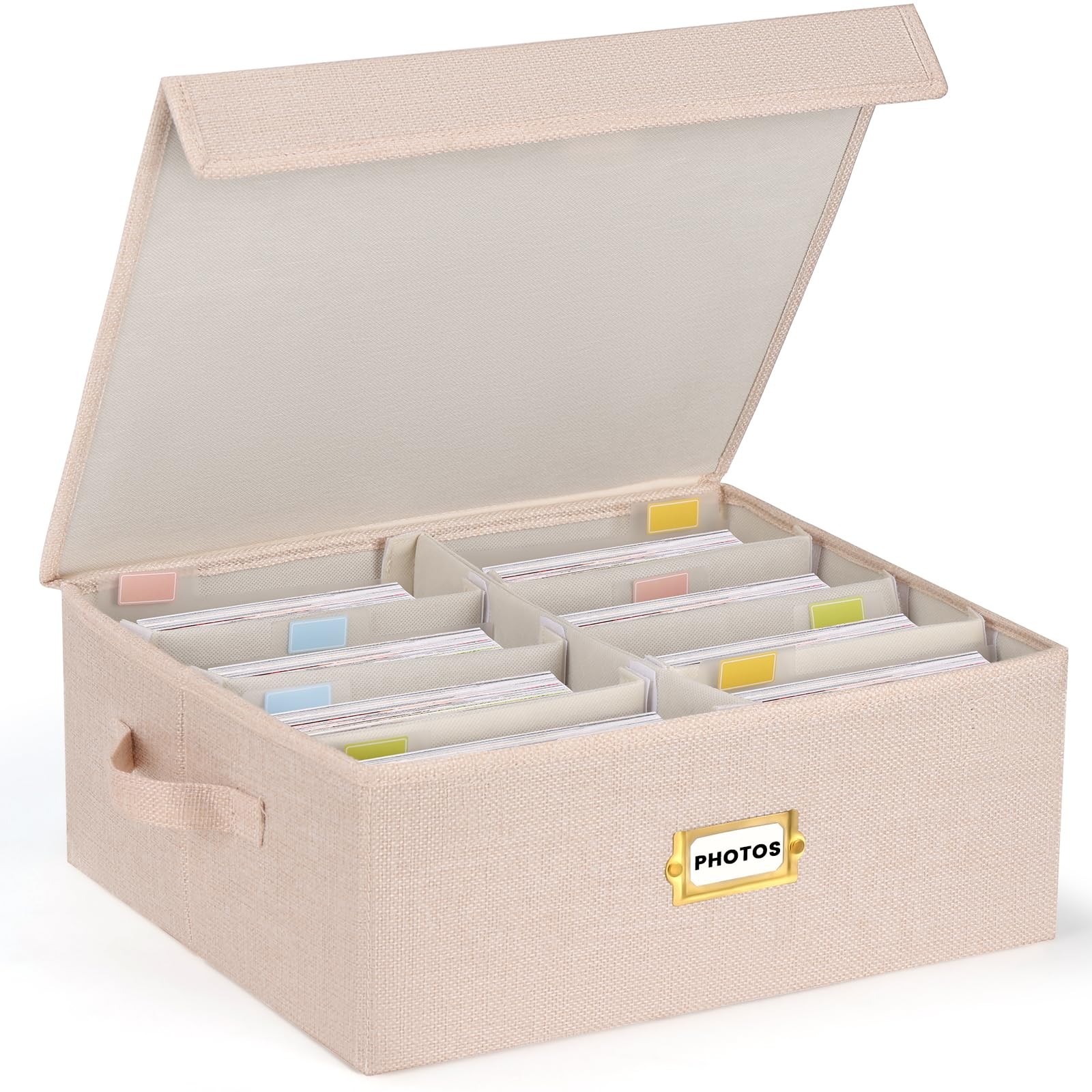 Photo Storage Box 13.8×11.8×5.3in Holds 1,700 Photos with 8 Dividers – Organize