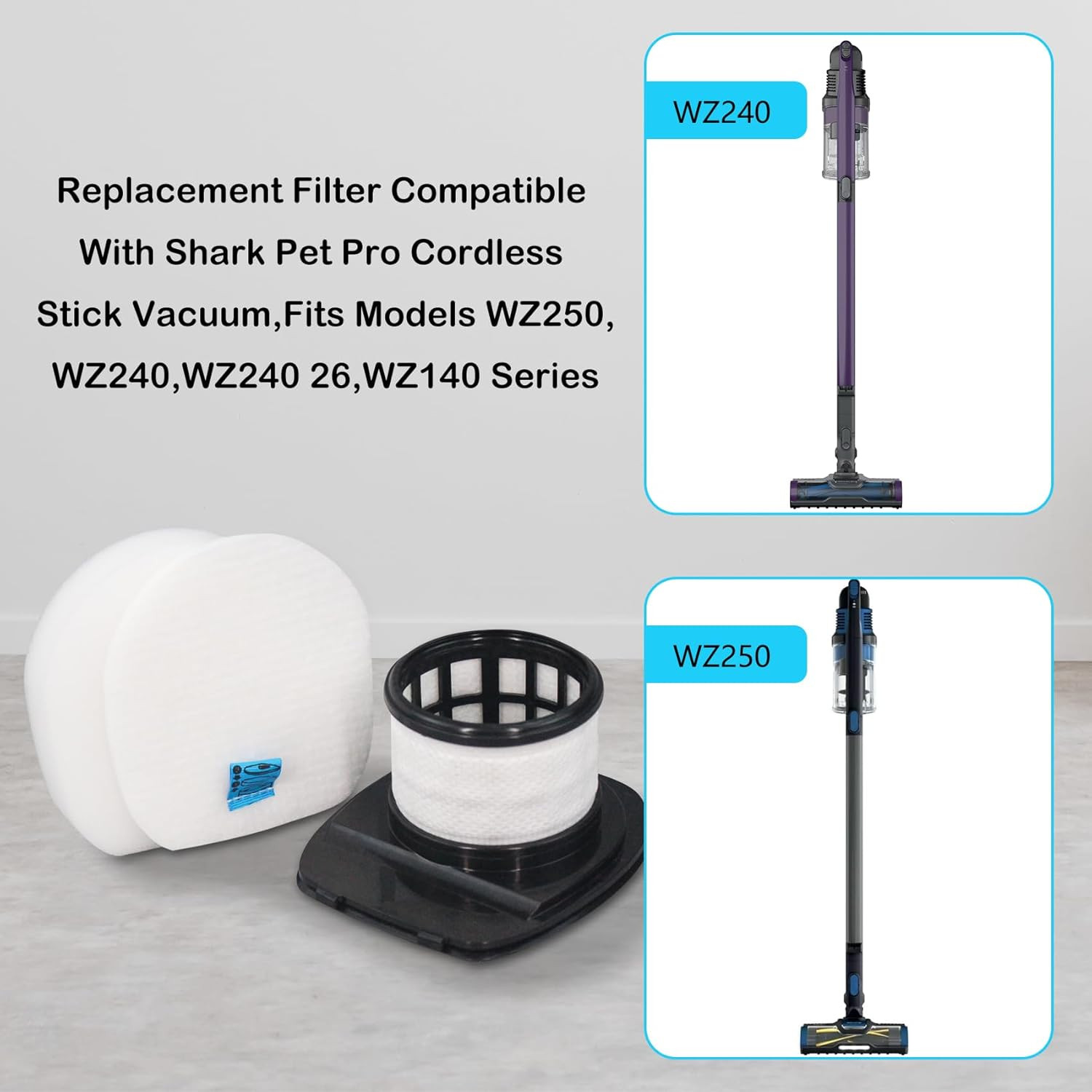 Replacement Vacuum Filter for Shark Pet Pro Cordless Stick Vacuum Cleaner, 2 HEP