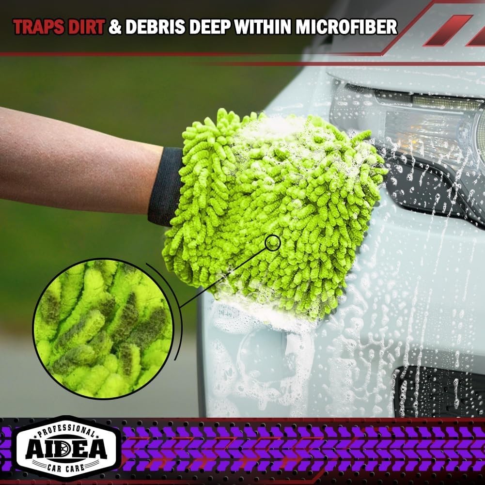 Extra Plush Car Wash Mitts – 2PK Microfiber, 7.12”x10.14” for Safe Cleaning