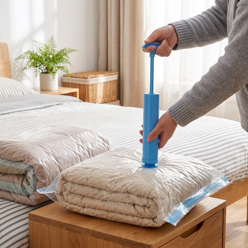 3 Size Vacuum Storage Bags Compression Bags with Hand Pump for Clothes Bedding