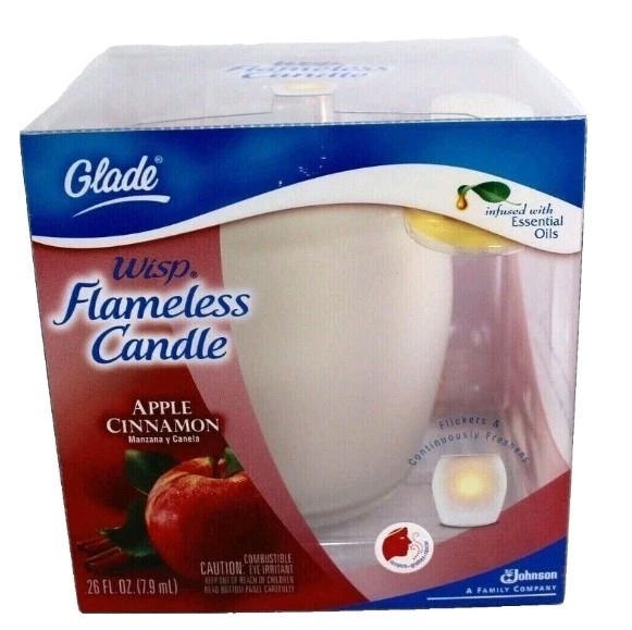 Glade Wisp Flameless Candle Apple Cinnamon Air Freshener Battery Powered