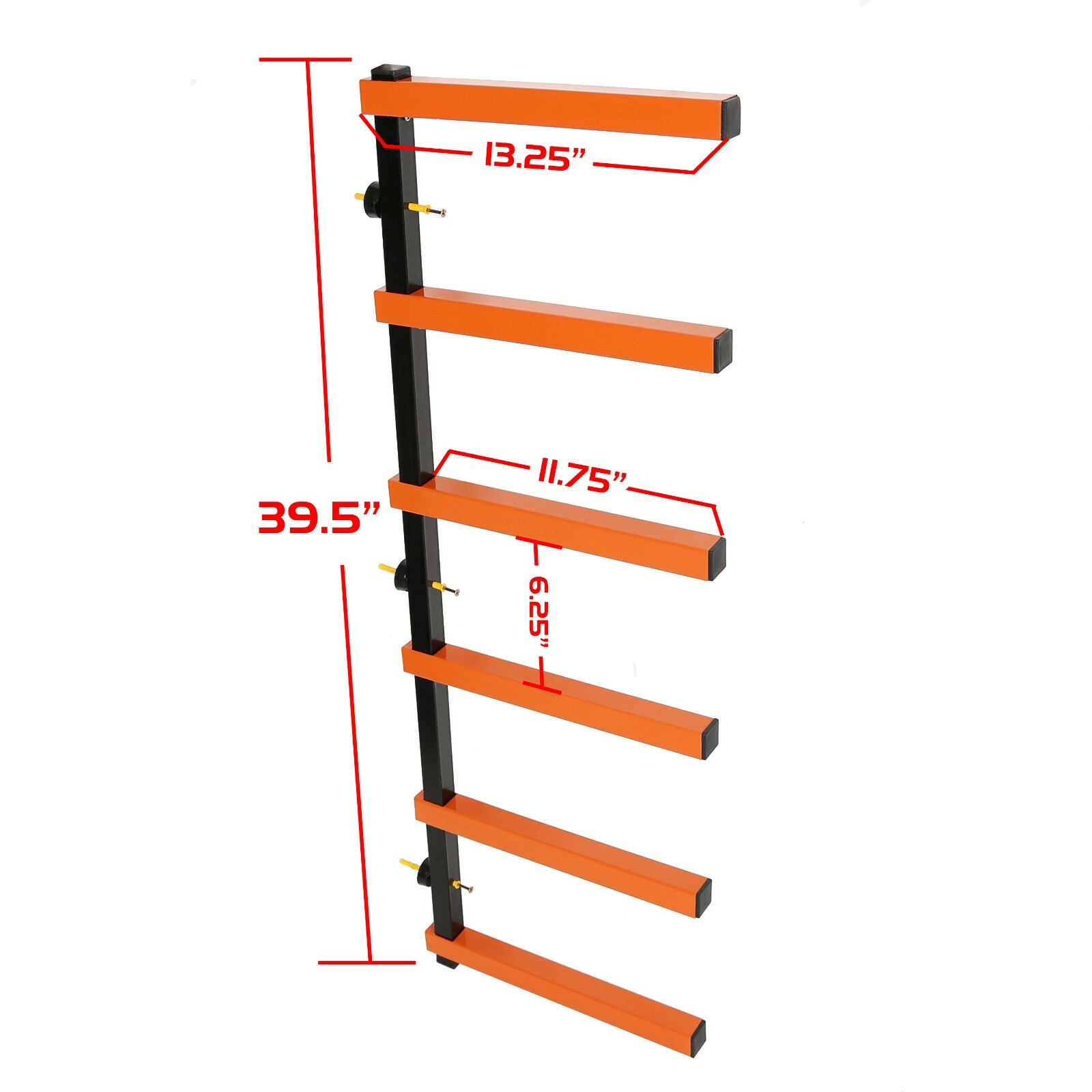 6 Shelf Lumber Storage Rack Wall-Mounted Steel Wood Pipes Rack 660LB New