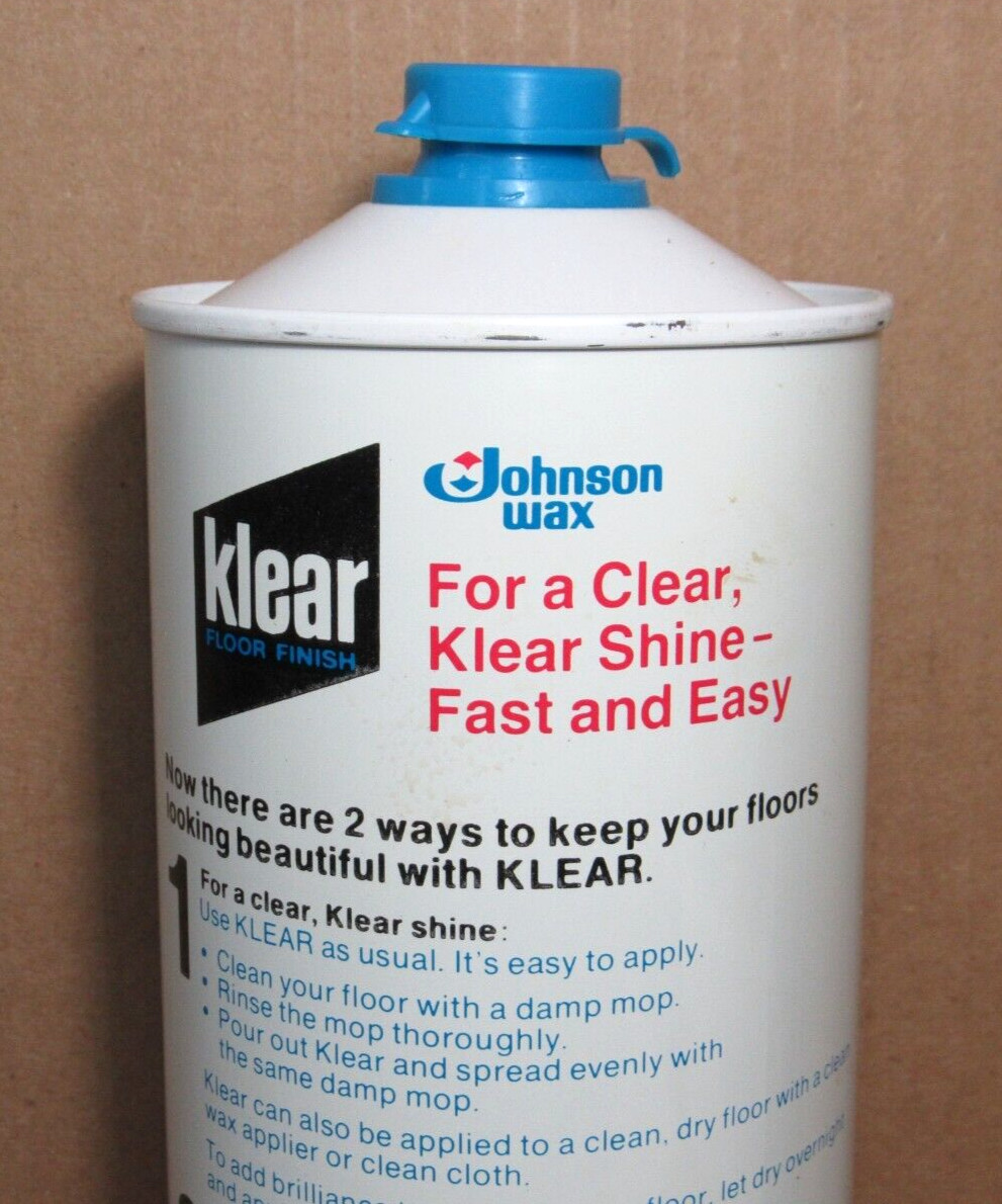 RARE Vtg Johnson Wax Klear Floor Finish Polish Shine 27 Oz 1960s Can ~ 50% Full