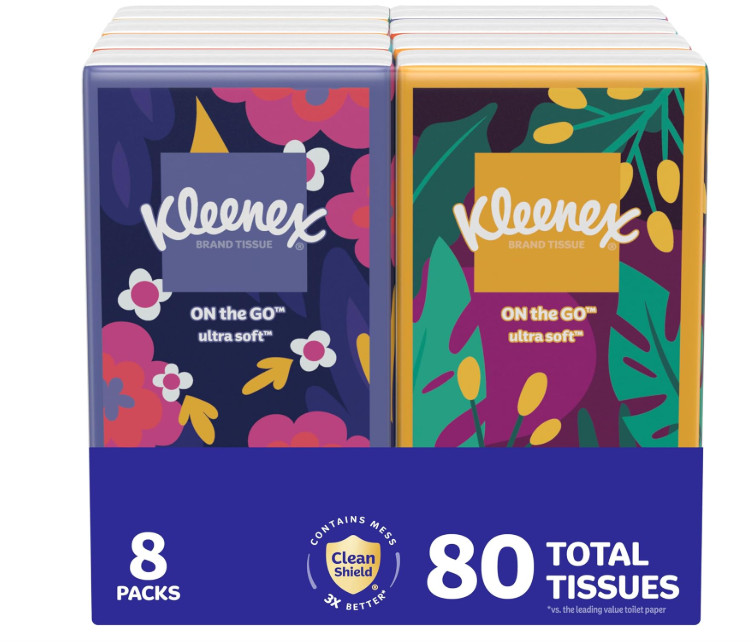 Kleenex on the Go Pocket Pack Facial Tissues 80 Count 3 Ply Travel Size