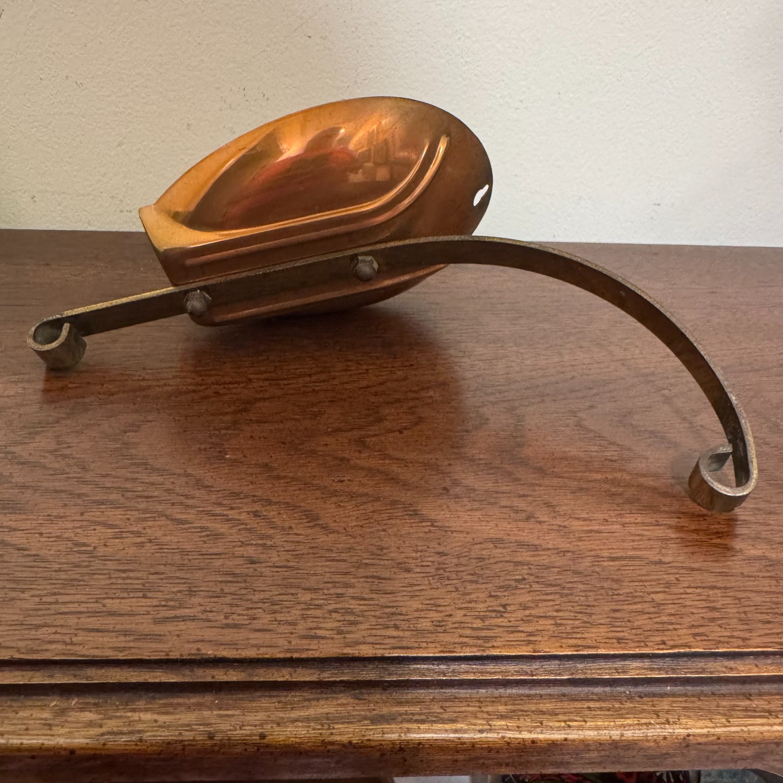 Vintage Art Nouveau Style Copper Wall Sconce Plant Hook Lantern Holder Hanger