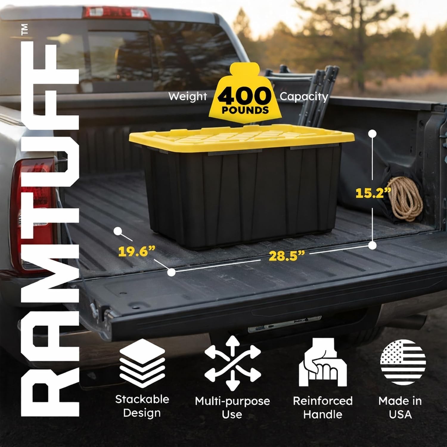 27 Gallon Heavy Duty Stackable Storage Containers with Snap-Tight Lid – 6-Pack