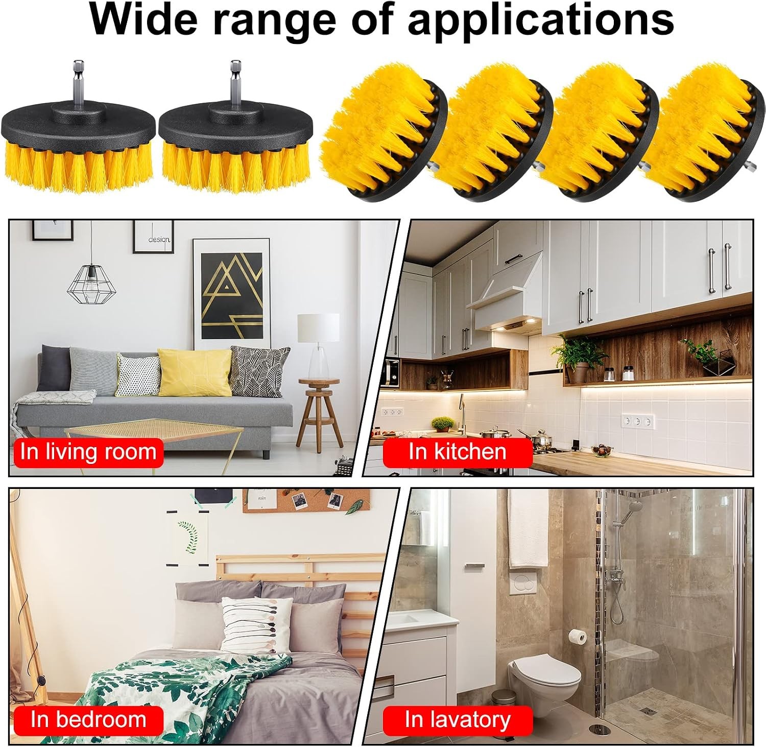 6 Pcs Drill Brush Attachment Power Scrubber Cleaning Kit Multi Purpose Set