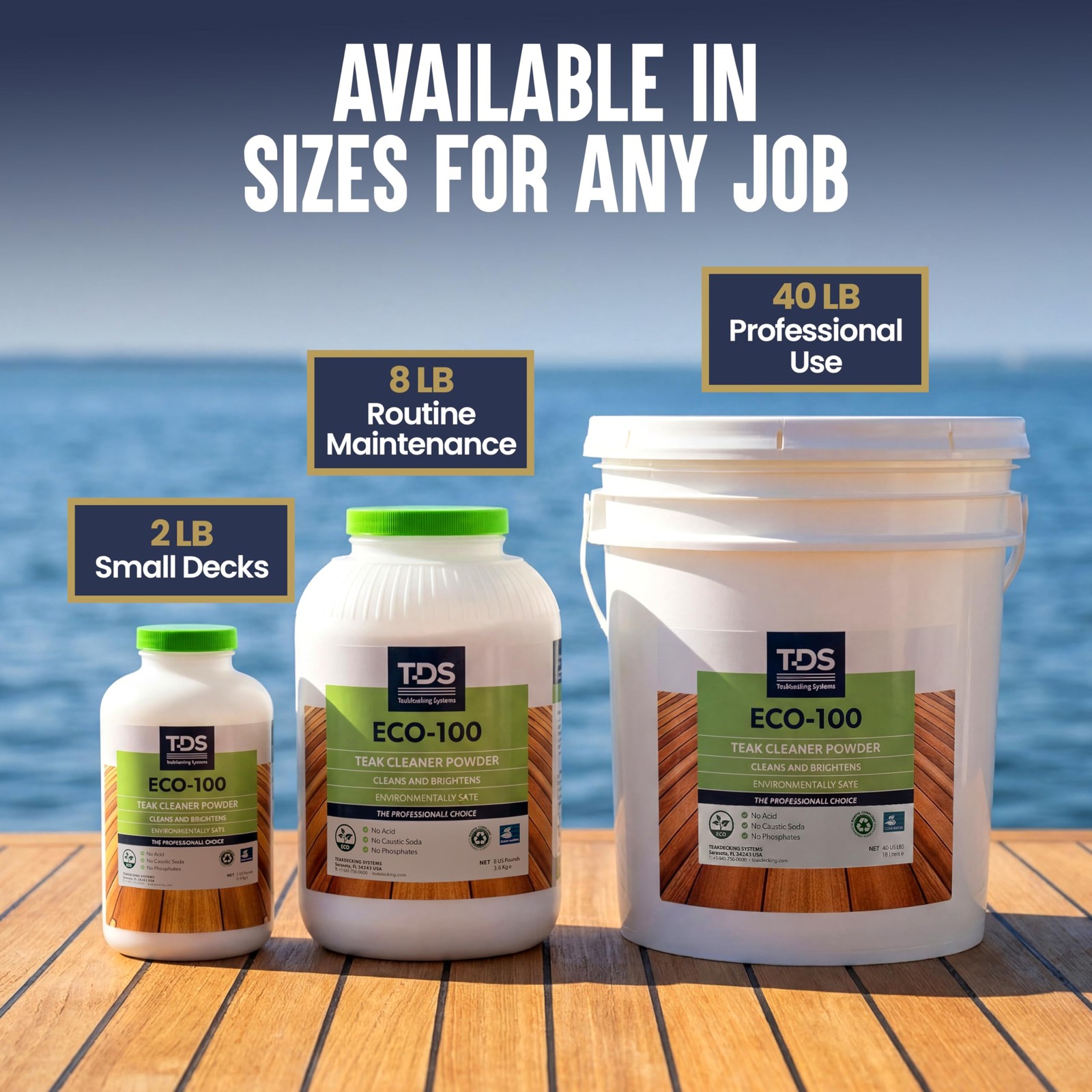 Teakdecking Systems TDS 8lb ECO100 Teak Cleaner Powder Marine Teak Cleaner a…