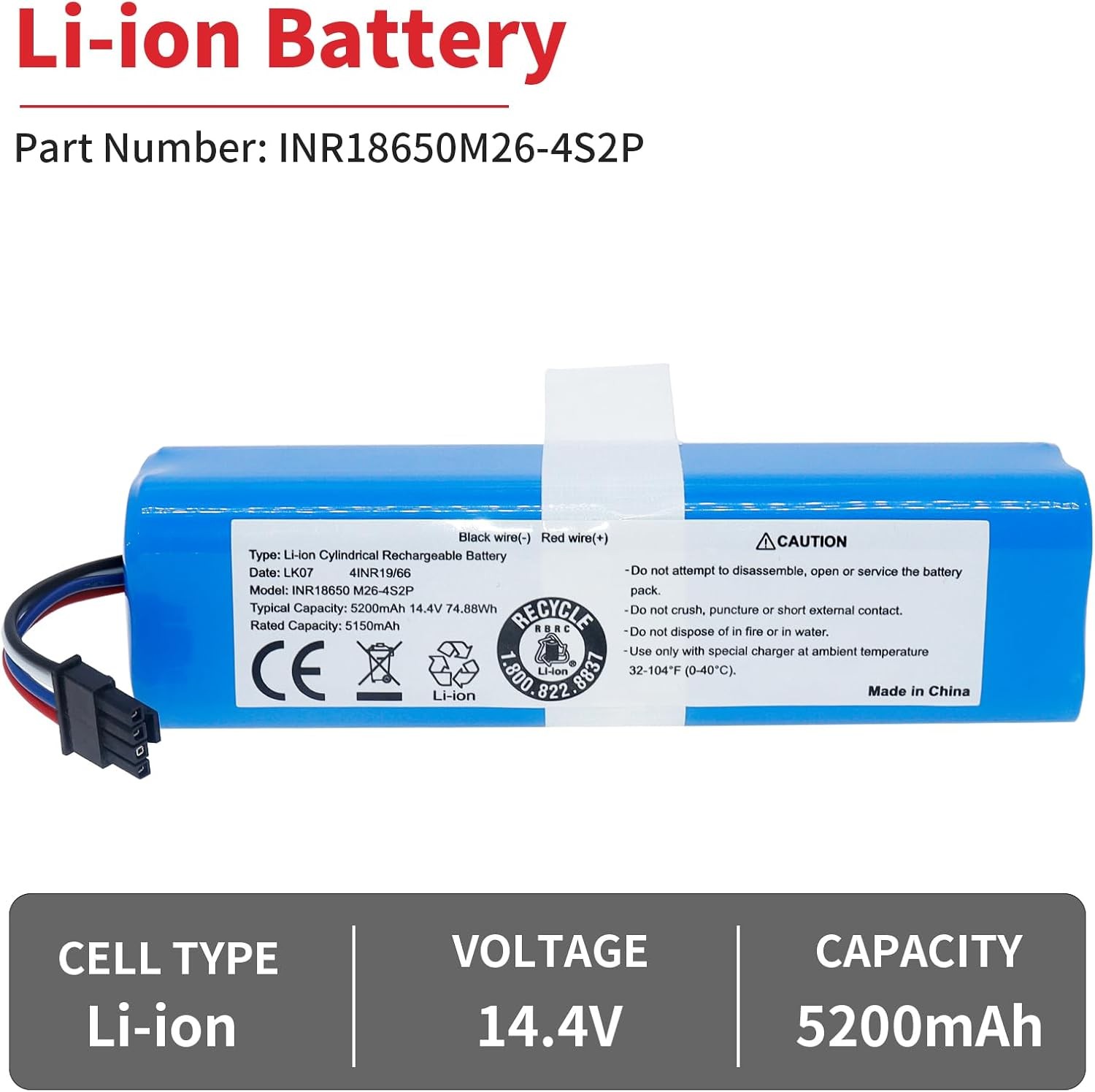 Replacement Battery for Eufy Robovac L70 Hybrid L10 T2190 T2190G21 INR18650M26