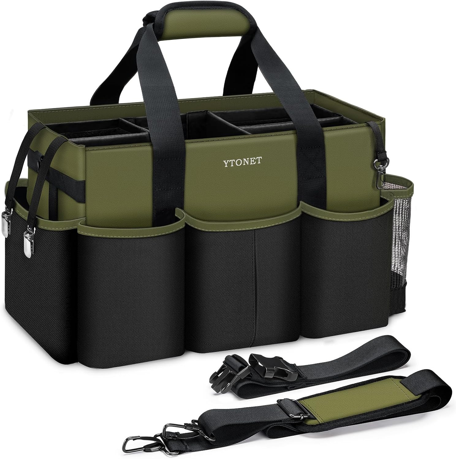 Wearable Cleaning Caddy Bag, Large Cleaning Supplies Organizer with 4 Foldable D