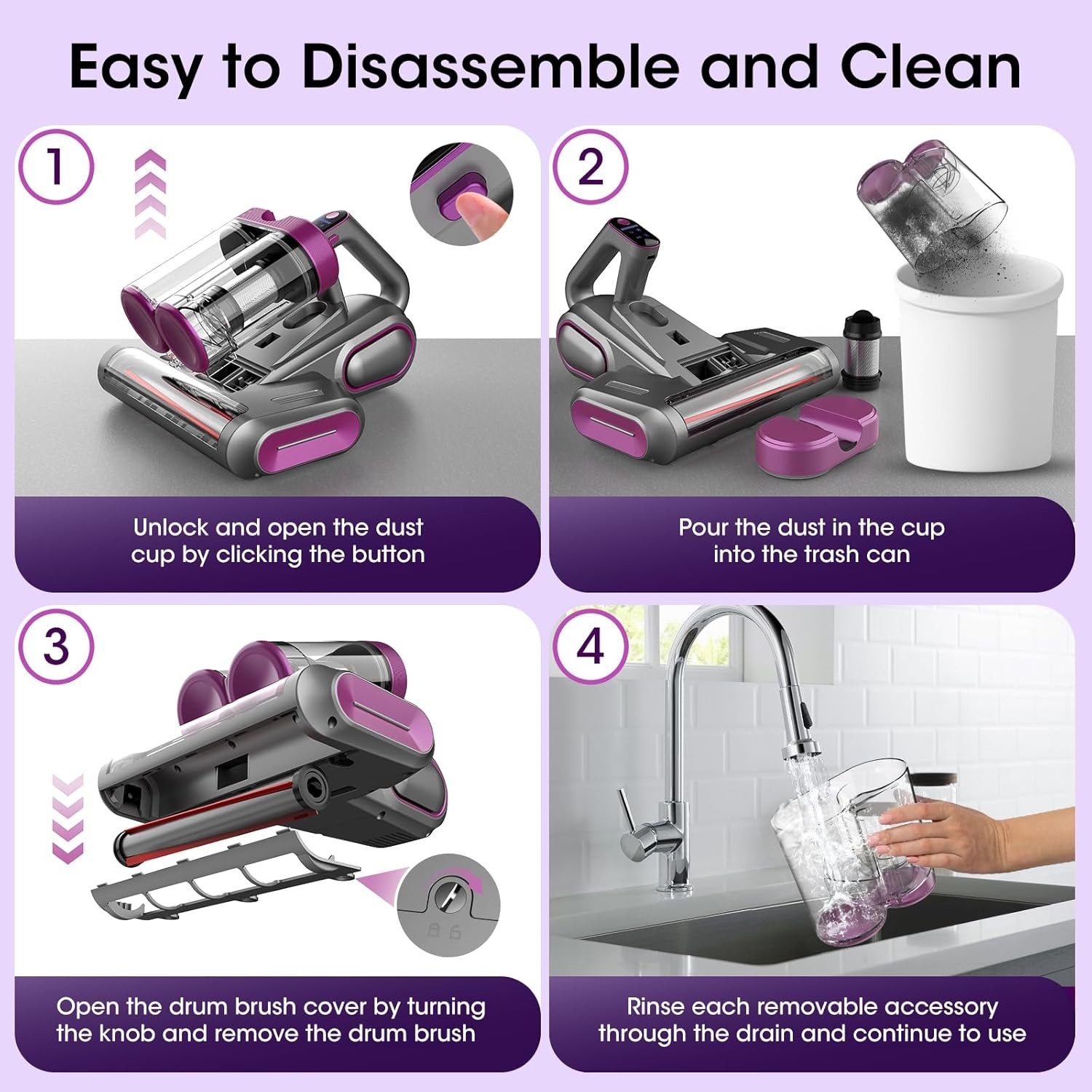 Bed Mattress Vacuum Cleaner Cordless 16Kpa Handheld Vacuum, Vacuum Cleaner wi…