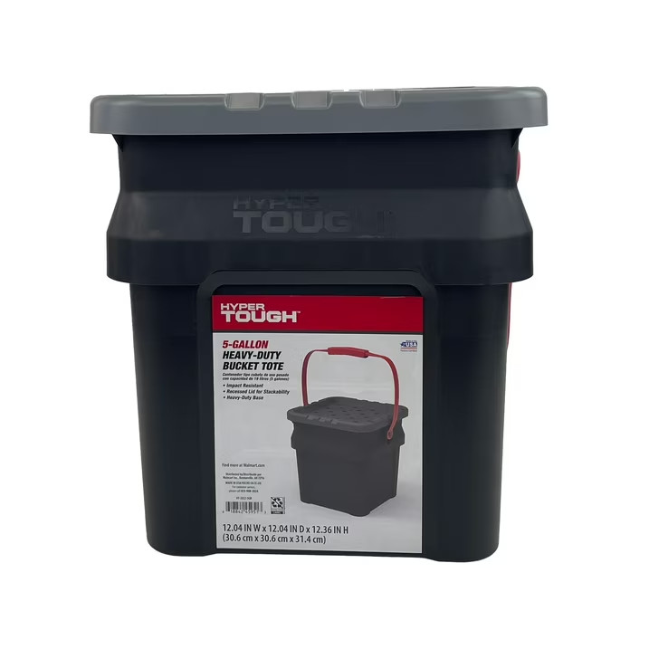 (2 pack) Hyper Tough 5 Gallon Heavy Duty Plastic Material Bucket Tote,Adult