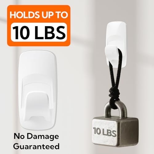 10 lb Large Utility Hooks 2 Pack with 6 Adhesive Strips White