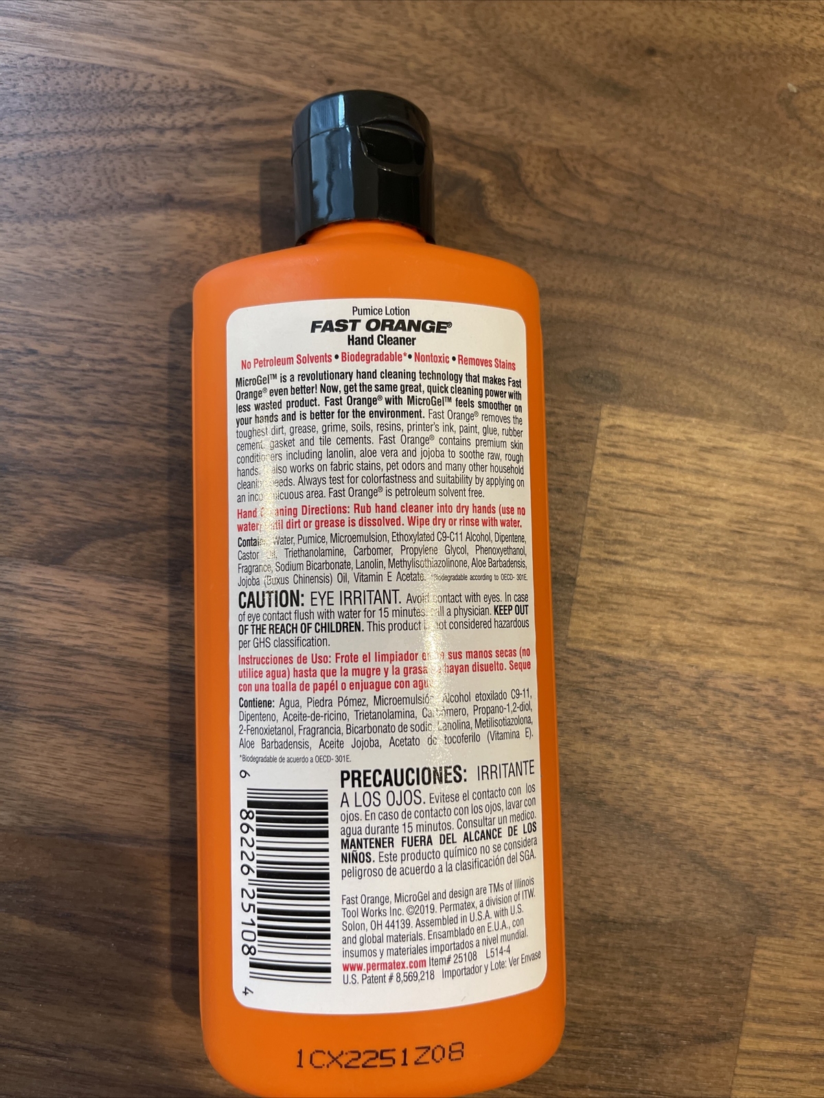 Fast Orange Hand Cleaner Permatex Biodegradable Lotion With Fine Pumice 7.5 OZ