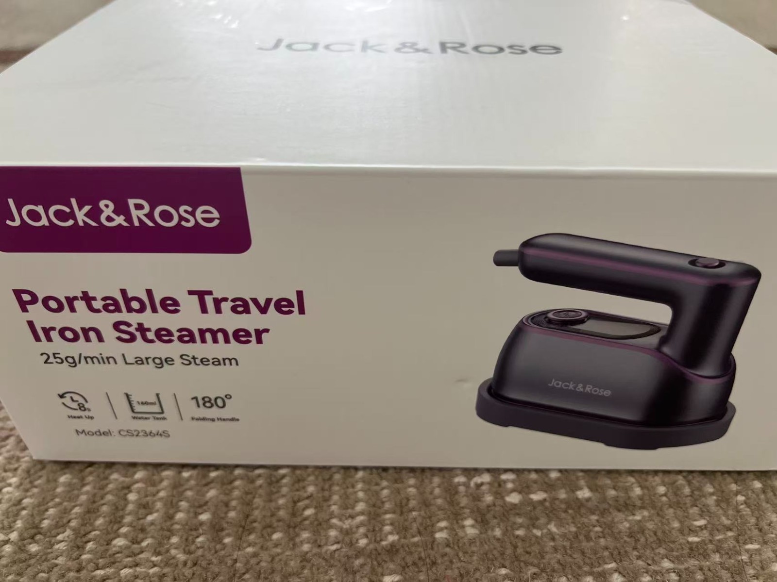 Jack & Rose Portable Travel Iron Steamer, 25 g/min Large Steam, Model: CS2364S
