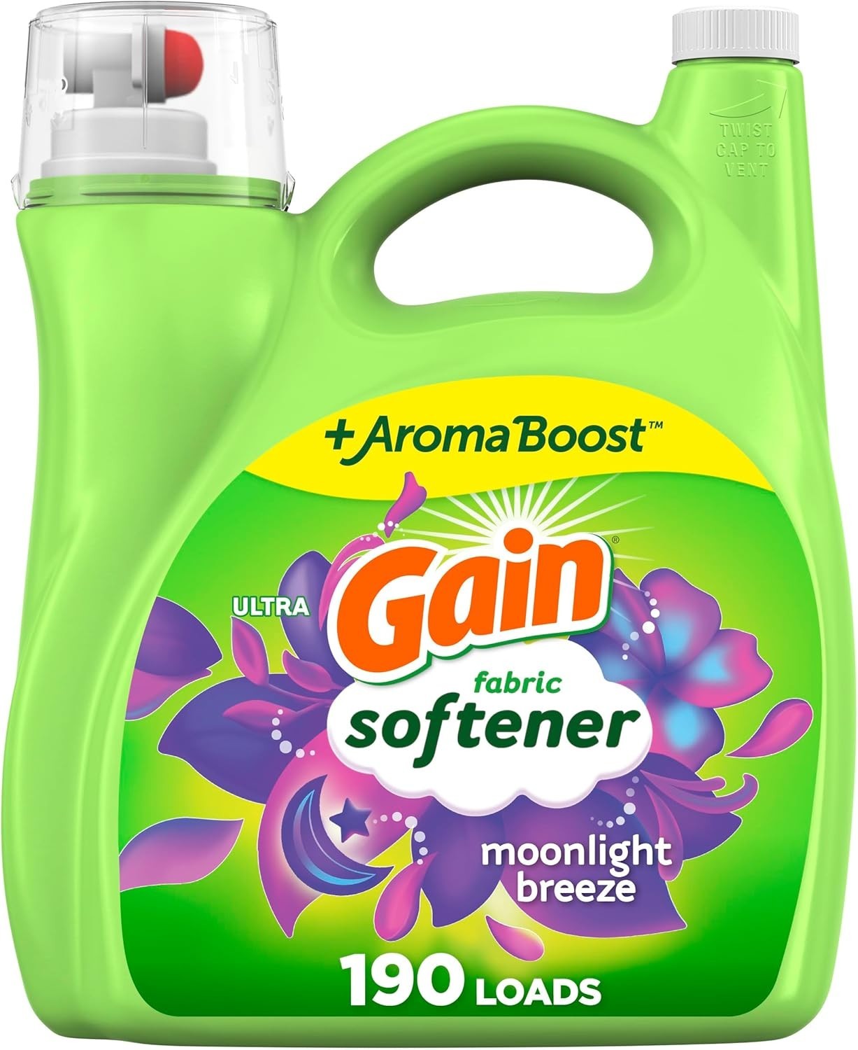 Gain Moonlight Breeze Fabric Softener, 140 FL OZ, 190 140 Fl Oz (Pack of 1)