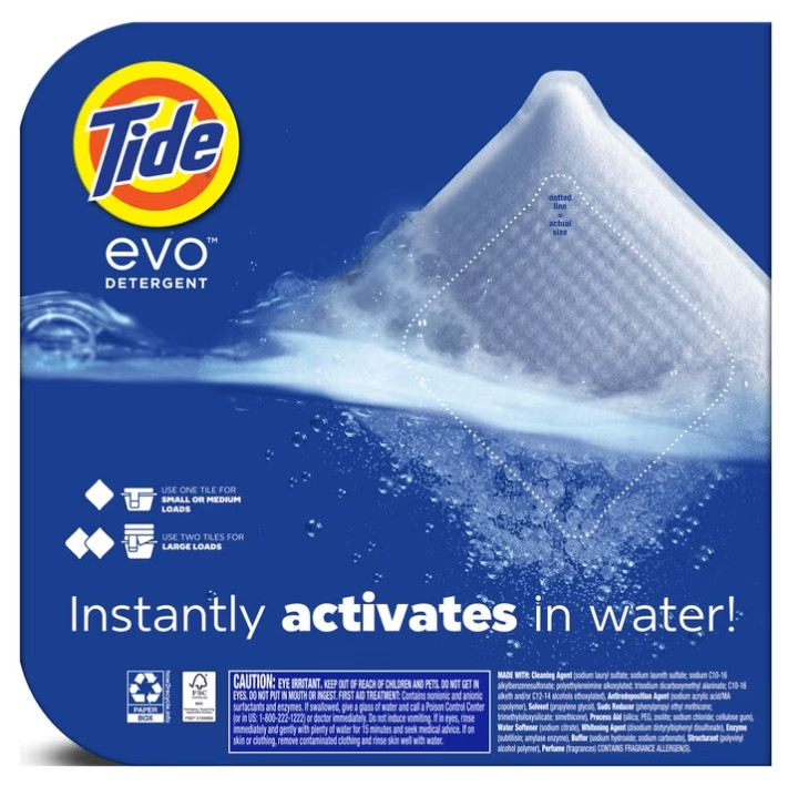 2 PACK Tide Evo Laundry Detergent Tiles, Original Tide Scent, 42 Count PACK