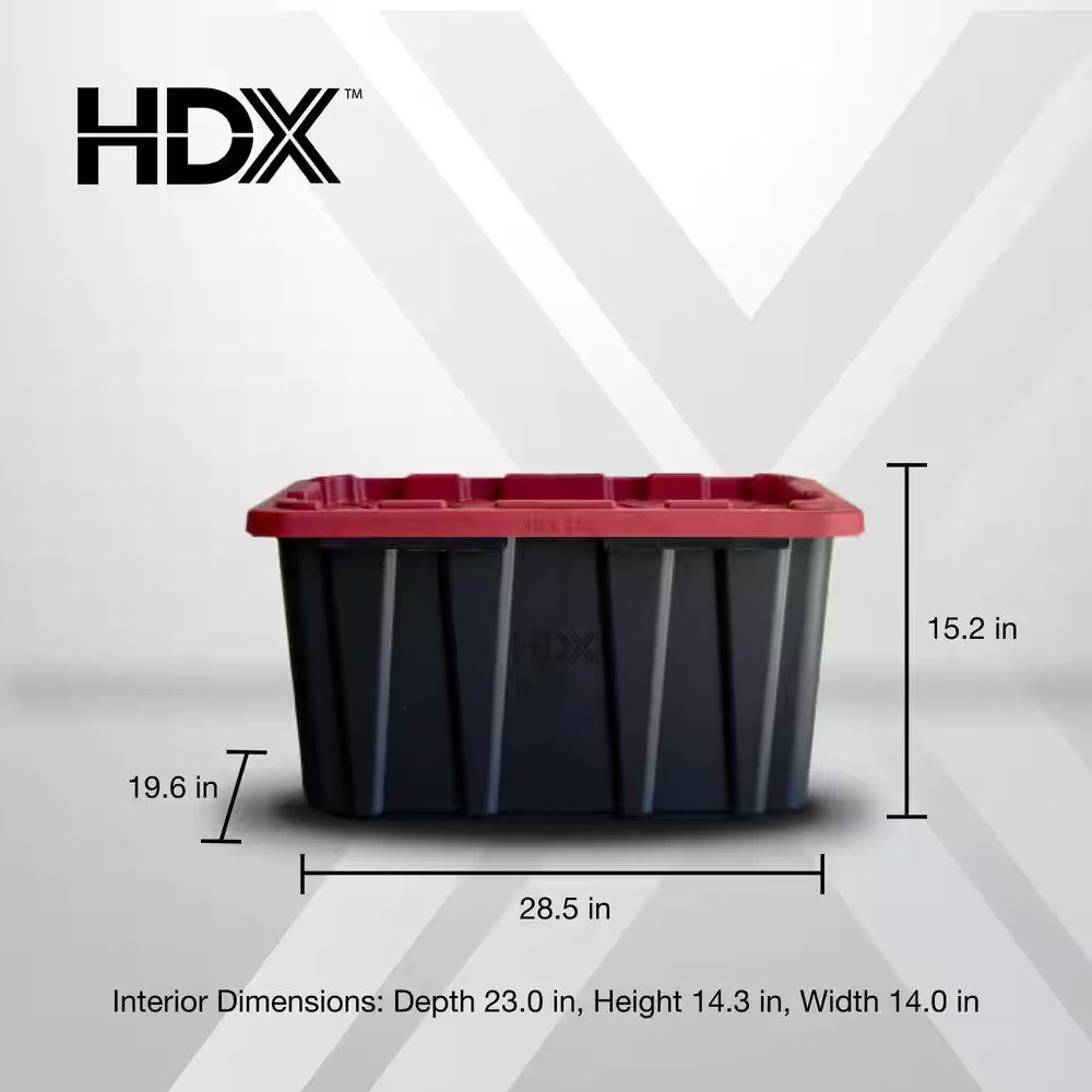 27 Gal. Tough Storage Tote in Black and Red