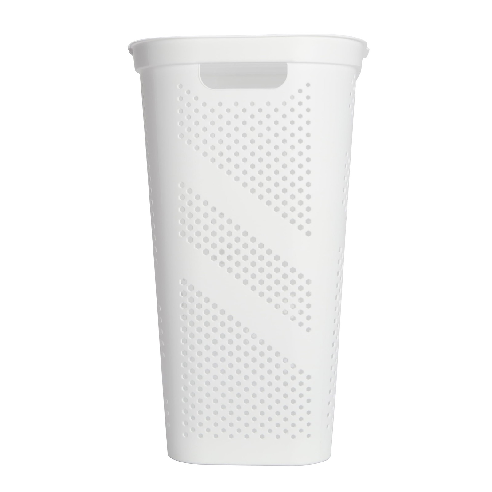 24″ Plastic Hinged-Lid Rectangle Laundry Hamper, White, Adult