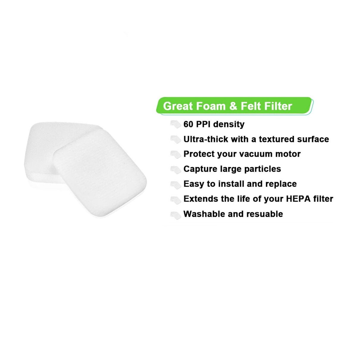 3 Pack XFFK602UKT Foam and Felt Filters for Shark UV850 UV900 vacuum Part