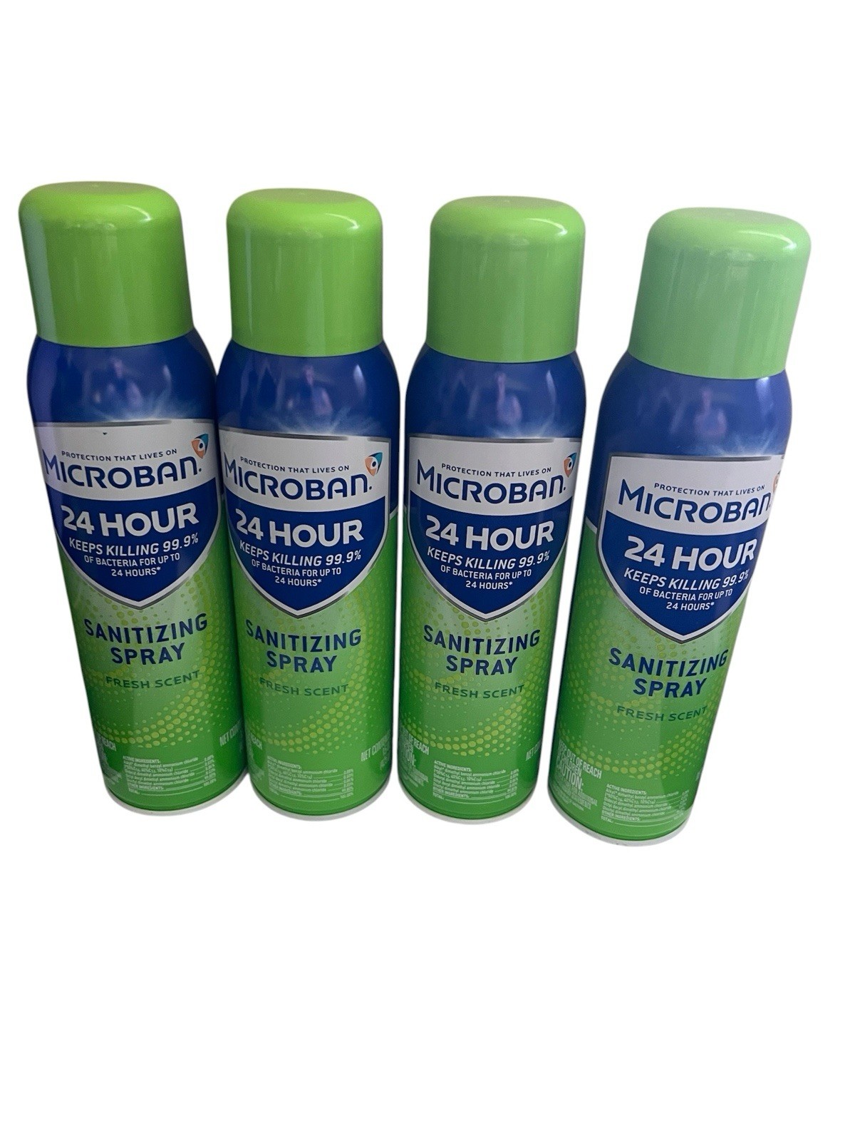 MICROBAN 24 Hour Sanitizing Spray – Fresh Scent – 15oz (4-Pack) NEW