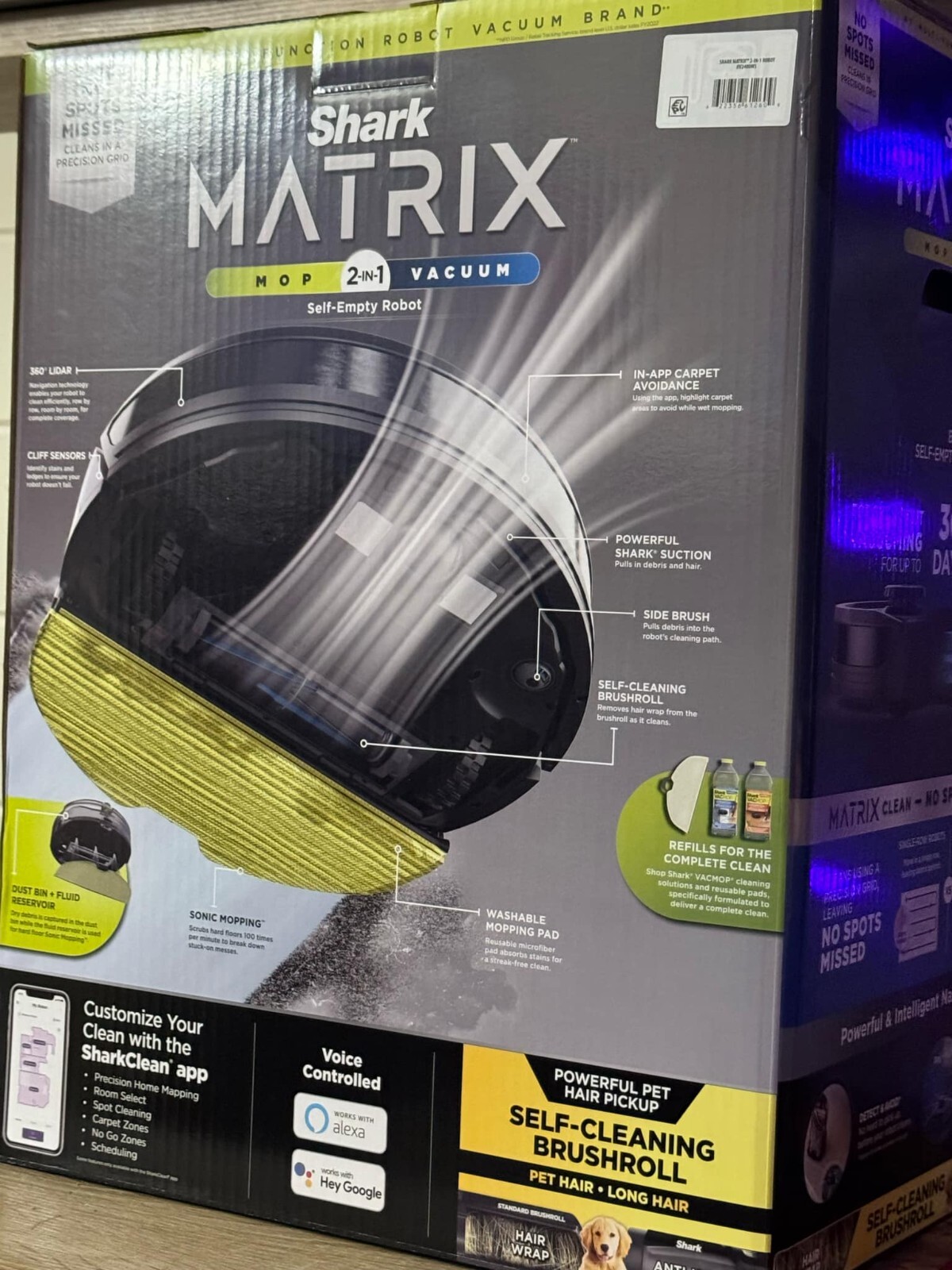 Shark Matrix 2-in-1 Mope & Vacuum Self Empty Robot, Black (UR2450WS)