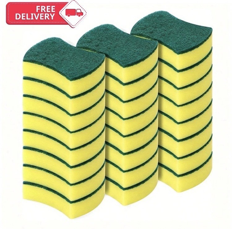 Non-Scratch Soft Scrub Sponge/Scourer Yellow/Green 3.95 x 3.1 x 1.15 in