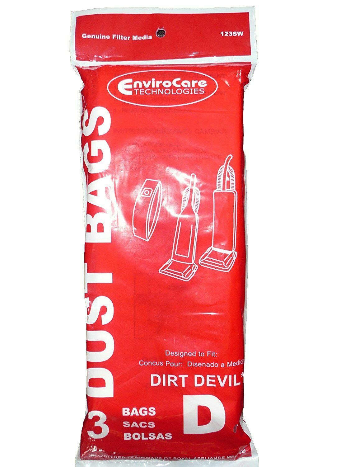 Type D 3670147001 Fits For EnviroCare Upright Vacuum 3 Bag Featherlite Plus