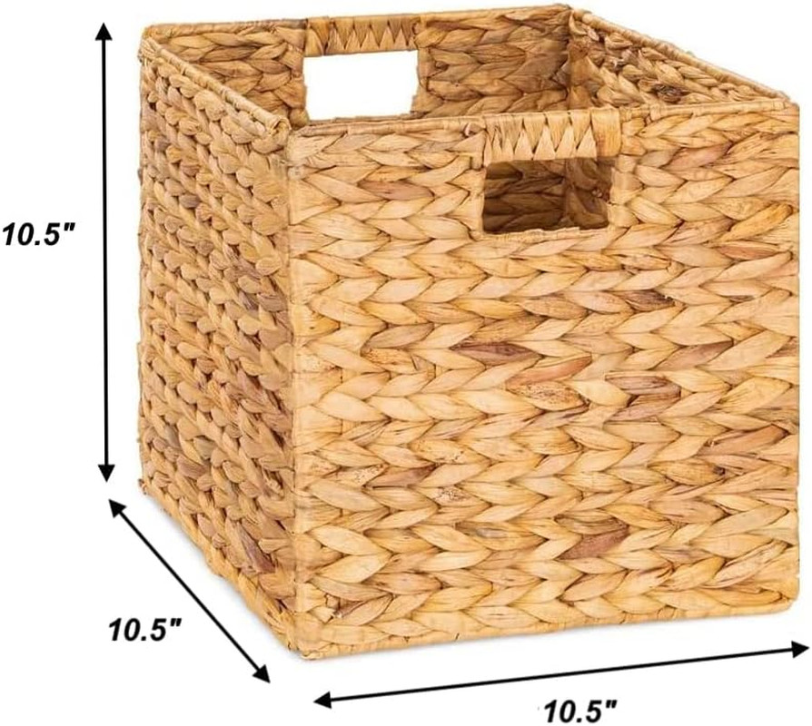 10.5 X 10.5In Wicker Storage Baskets for Shelves, Water Hyacinth Storage Baskets