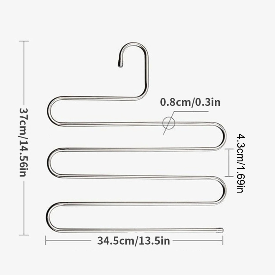 1 pc Stainless Steel Multi-Layer Pants Hanger – Space-Saving Closet Organizer