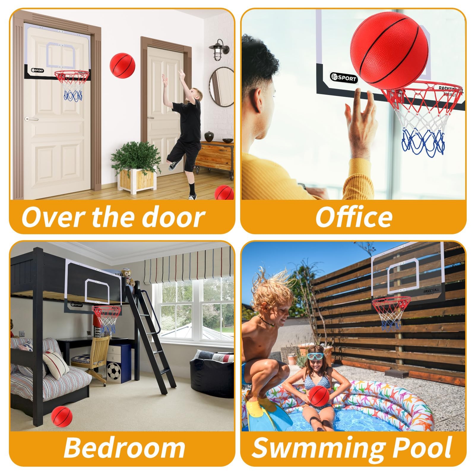Upgrade Basketball Hoop Set – Extra Large 26″ x 17″ Pro X-Large, White&Black