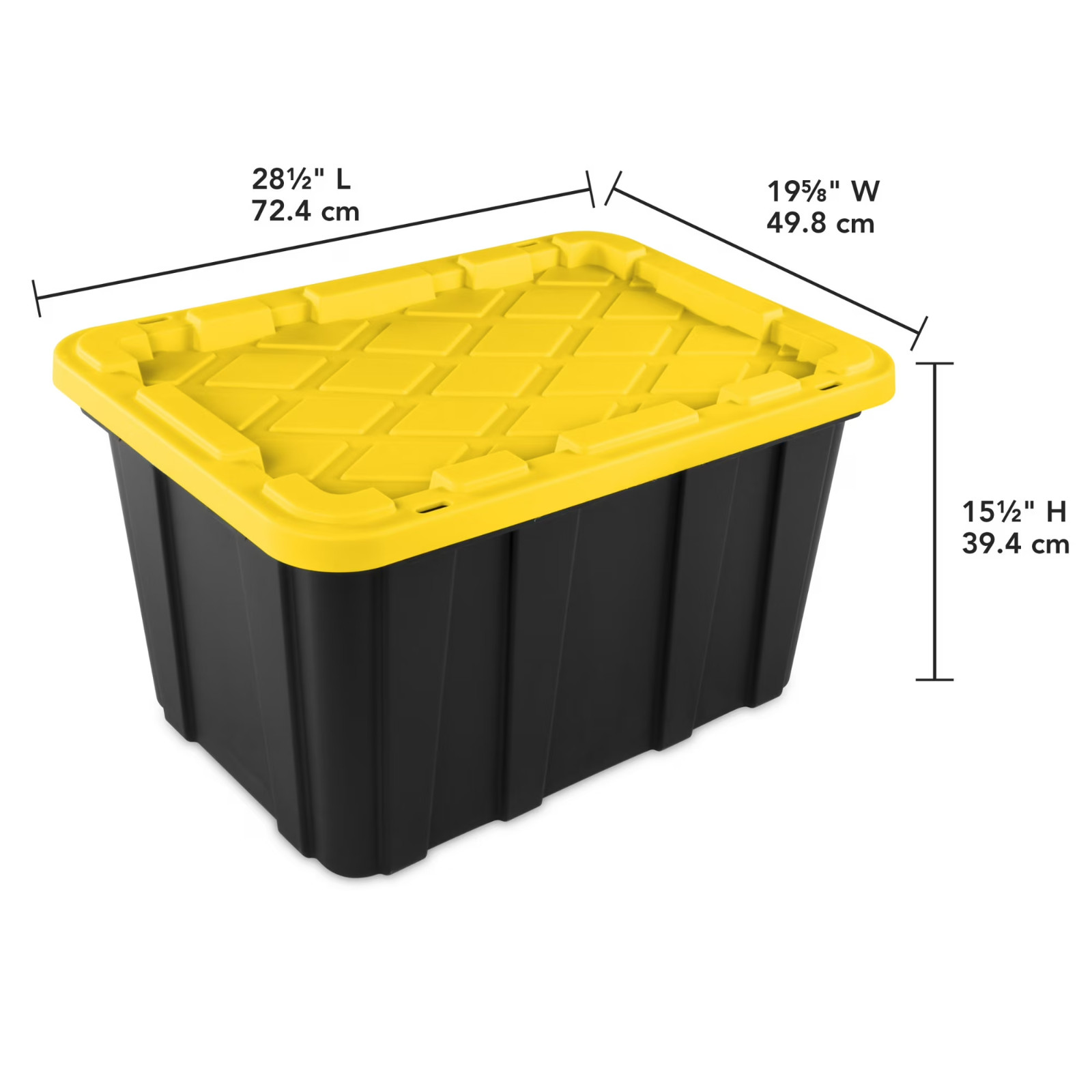 Sterilite Large Storage Bin, 27 Gallon Plastic Storage Tote Black/Yellow, 6 Pack