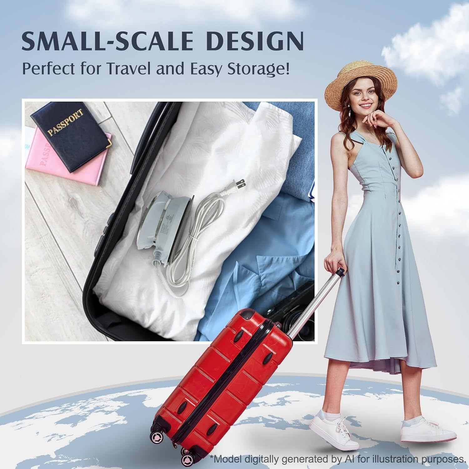 Travel Iron Mini with Steam for Clothes with Dual Voltage, Portable Mini Iron…
