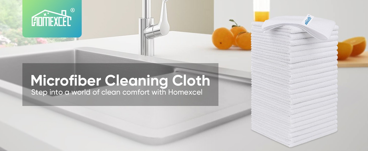 24PK Microfiber Cleaning Cloth, Cleaning Rag for Home, 11.5×11.5in | Reusable,