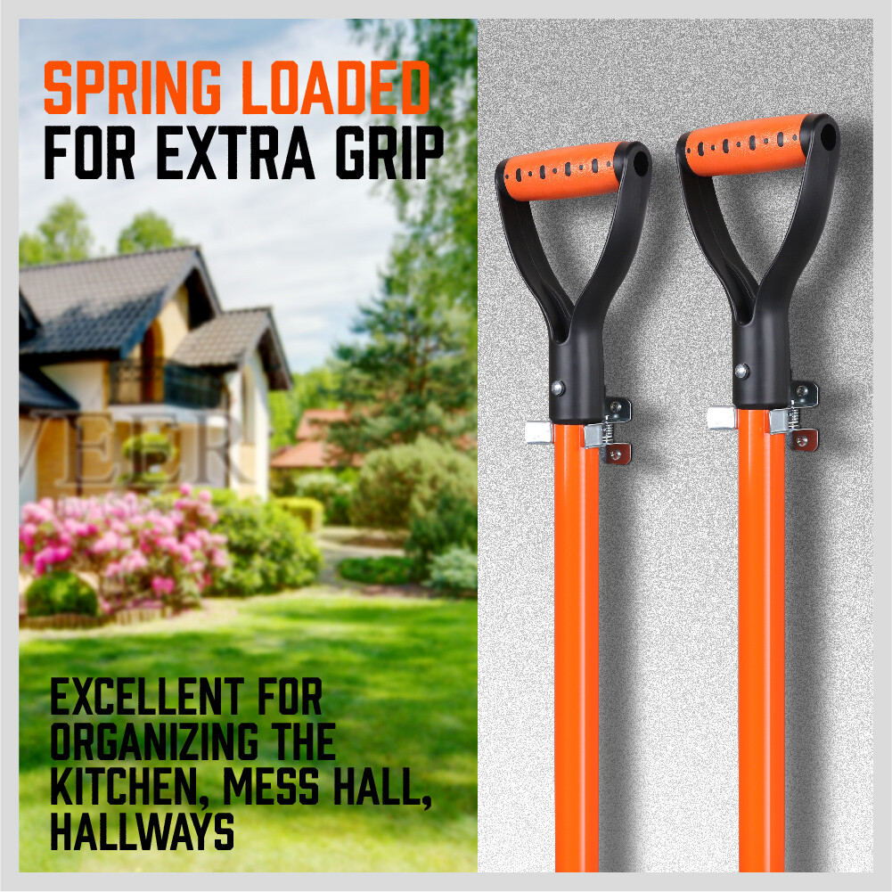 Garden Tool Organizer 10 Pack Shovel Broom Mop Holder Wall Mount Spring Grip H-D